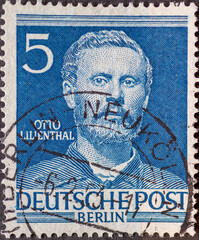 GERMANY, Berlin - CIRCA 1953: a postage stamp from Germany, Berlin showing Men from the history of Berlin: Otto Lilienthal