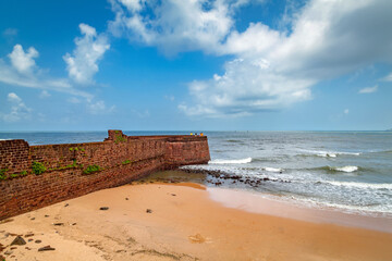 The ancient Fort Aguada on the Sinquerim beach in North Goa. india