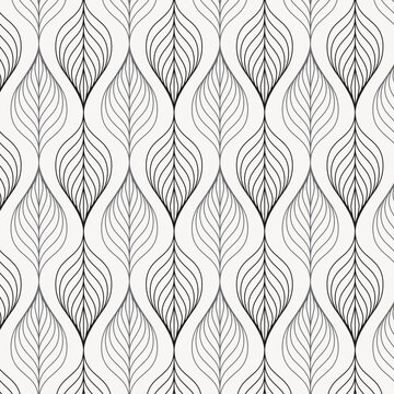 linear vector pattern, repeating leaves on garland, linear of leaf or flower, floral with gradient changing color. graphic clean design for fabric, wallpaper.pattern is on swatches panel.