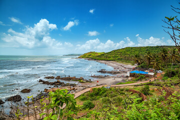 Fototapeta na wymiar Beautiful Anjuna Beach of Goa, Famous tourist destination, Goa, India