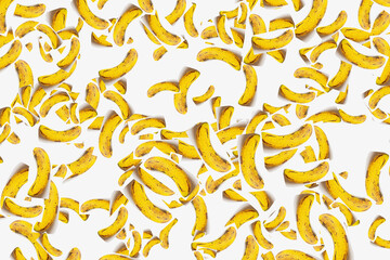 abstract bananas print on white background collage style
