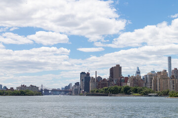 Manhattan and Roosevelt Island Skyline along the East River in New York City