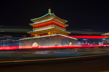 night view of chinese temple