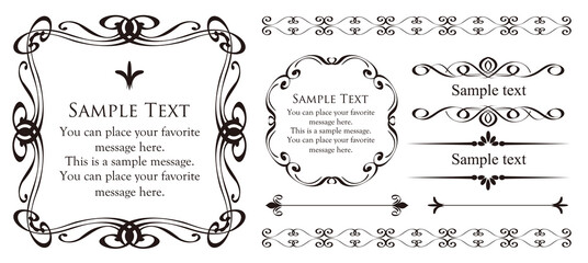 ハロウィンのフレーム素材、10月、アンティークな装飾、ビンテージな模様、植物のツタ	
