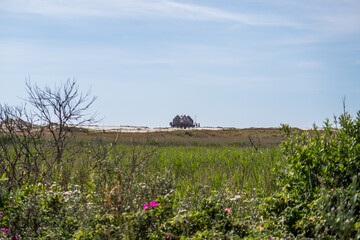 House on the beach at North sea coast