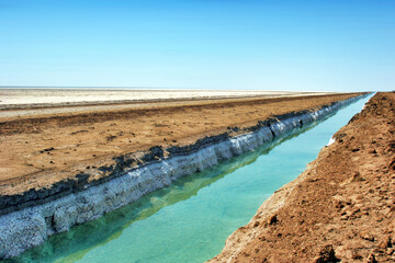 Salt water at White Rann of Kutch, Gujarat, India.