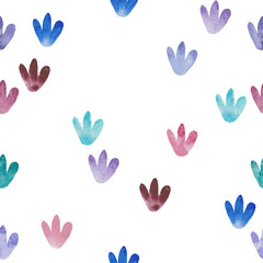 footprints or lilies watercolor pattern on a white background