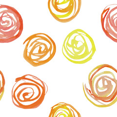 Spirals, tangles seamless watercolor pattern