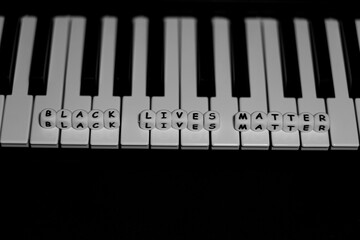 piano keys on black background