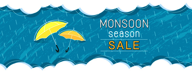 monsoon season sale banner design - obrazy, fototapety, plakaty
