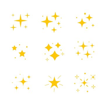 Icon bright twinkle. Sparkles icon set. Yellow gold star element, light