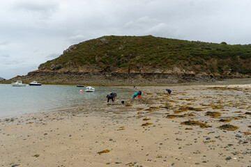 French britanny coast during tide and flow