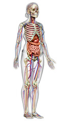 3d rendered medically accurate illustration of female Internal organs, skeleton and circulatory system