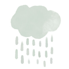 Doodle clouds pattern. Hand drawn seamless background with clouds and stars in grey and teal.