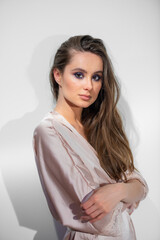 Obraz premium sexy woman on bed beauty young erotic body naked model underwear