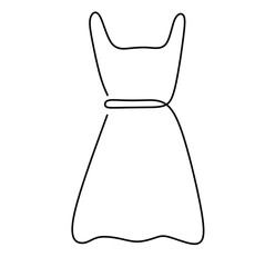 Continuous one line drawing of a dress -  Vector illustration, symbol