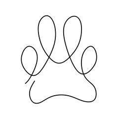 Continuous one line drawing of a animal paw pad, Vector illustration © riz
