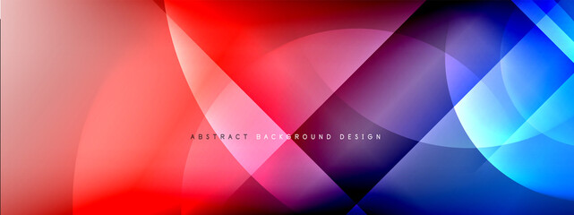 Vector abstract background - circle and cross on fluid gradient with shadows and light effects. Techno or business shiny design templates for text