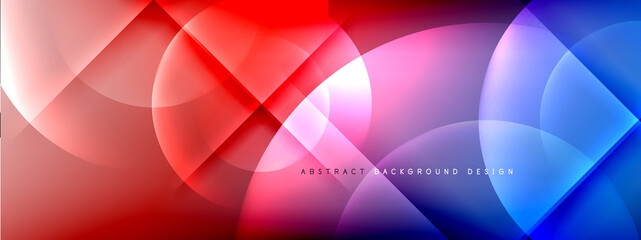 Vector abstract background - circle and cross on fluid gradient with shadows and light effects. Techno or business shiny design templates for text