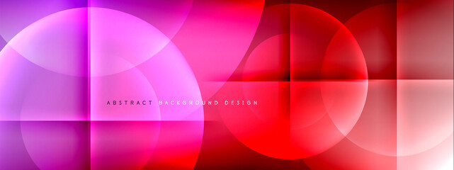 Vector abstract background - circle and cross on fluid gradient with shadows and light effects. Techno or business shiny design templates for text