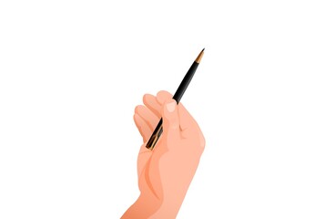 Hand holds pen. Signature symbol for an important document writing articles and memoirs stylish black pencil business negotiations vector communication.