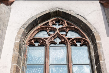 Window on exterior of old church