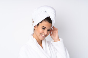 Teenager girl over isolated background . Portrait