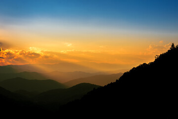 Majestic mountains landscape in sunset sky with clouds , Chiang mai , Thailand