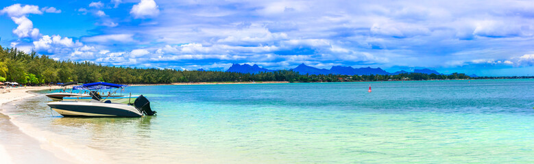 Fototapeta na wymiar Best beaches of Mauritius island - Mont Choisy in norther part