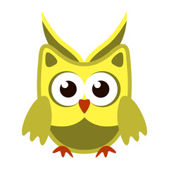 Owl funny stylized icon symbol green yellow colors - 362186381