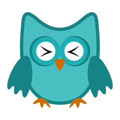 Owl funny stylized icon symbol blue colors - 362186736