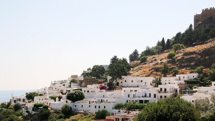 Fototapeta na wymiar Lindos village and the Acropolis Hill, Rhodes island, Greece