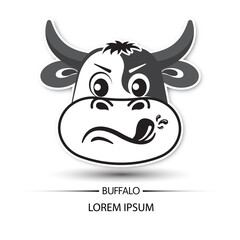 Buffalo face touchy logo and white background vector
