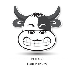 Buffalo face saw tooth smile logo and white background vector