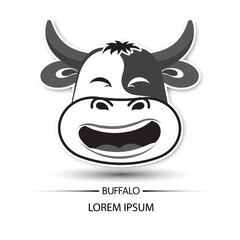 Buffalo face laugh logo and white background vector
