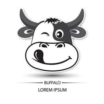 Buffalo face happy logo and white background vector