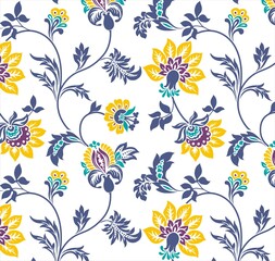 Naklejka na ściany i meble Colorful wedding card design, paisley floral pattern , India 
