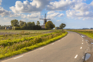 Typical dutch landscape windmill