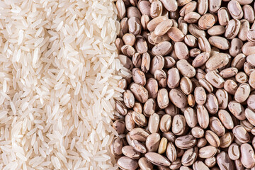 Grains of rice and beans together