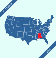 Alabama highlighted on USA map