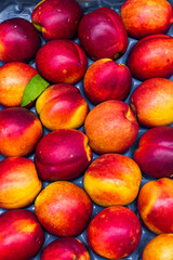 Fototapeta na wymiar Close up shot of fresh peaches in a box