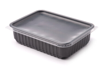 Black disposable plastic food container