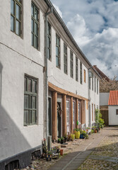 Fototapeta na wymiar Cobbled streets in the old medieval city Ribe, Denmark