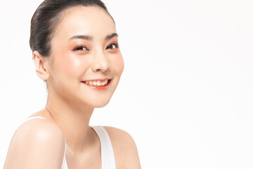 Beauty asian women portrait face with skin care healthy and skin.