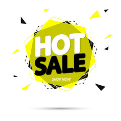 Hot Sale, banner design template, discount tag, promotion app icon, vector illustration