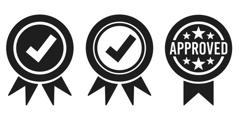 Approved checkmark symbol. Vector icon set