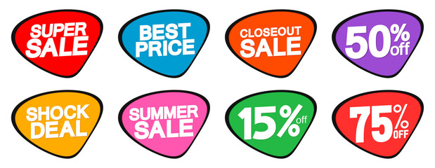 Set Sale banners design template, discount tags, vector illustration