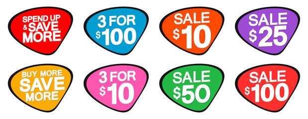 Set Sale banners design template, discount tags, vector illustration