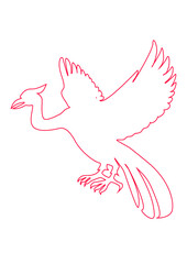 flying bird red outline