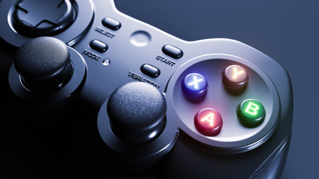 Joystick for game console closeup 3d